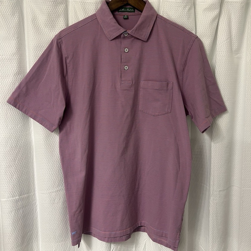 Southern Point Co Striped Short Sleeve Performance 3 Button Polo Shirt Medium EC